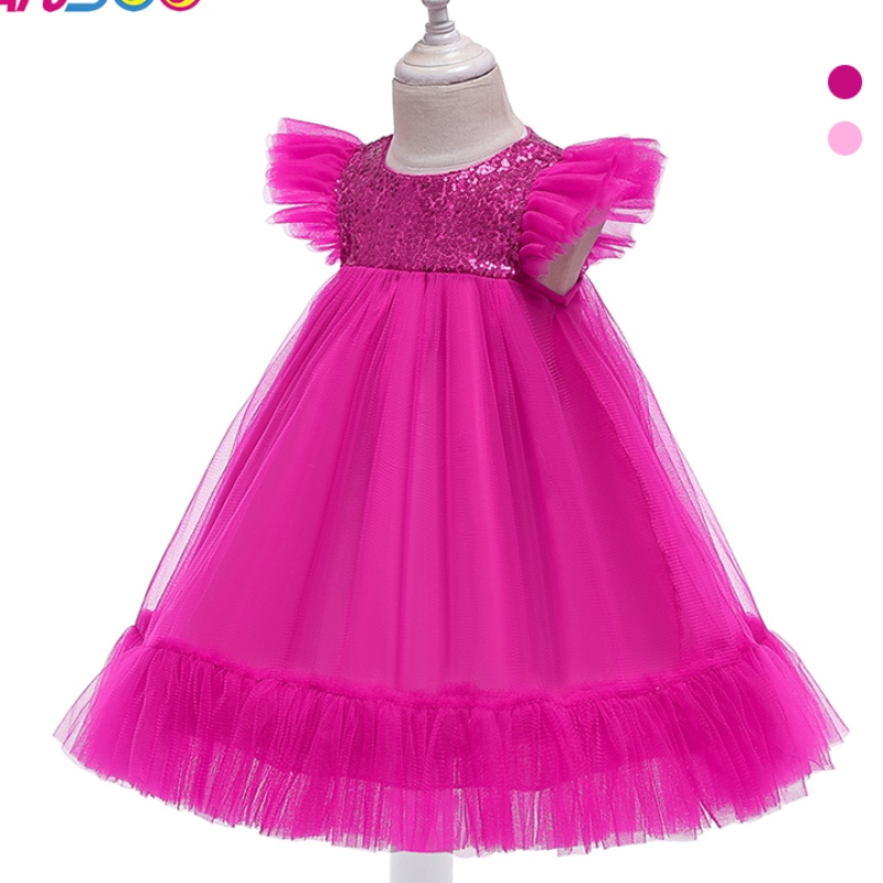 Ansoo European and American Pink Dress Girls \\ 'New Year Gauze Princess 드레스 2-4 년 어린이