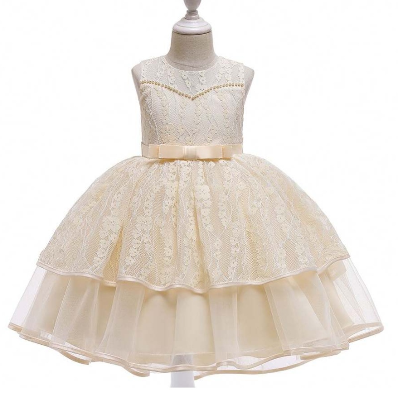 Baige Kids Clothing New Design Summer White Sleeveless Girl \\ 'S Wear Party Dress L5208