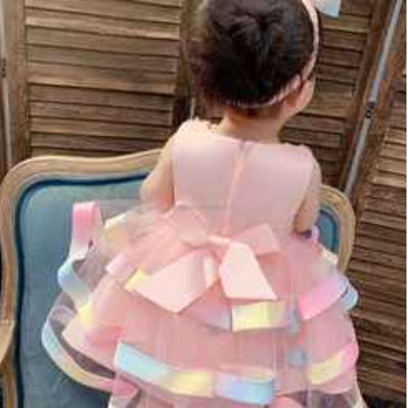 Baige 도매 어린이 파티 착용 유아 드레스 Tutu 디자인 아기 소녀 꽃 케이크 레이어 생일 드레스