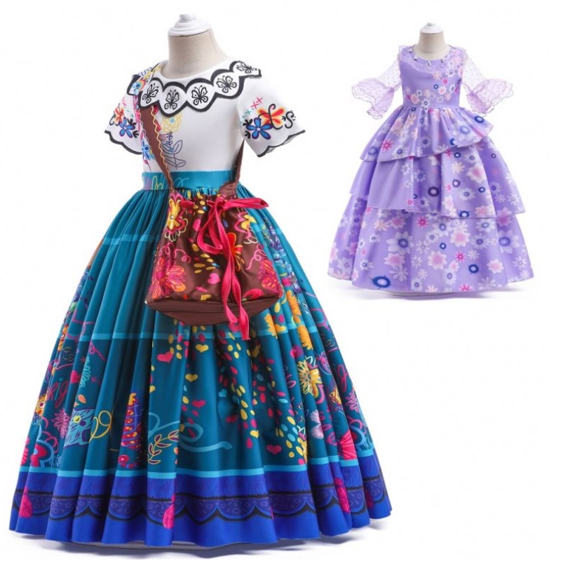 Baige Encanto Mirabel Isabella Purple Girl Dress Long Sleeves New Carnival Kids Party Cosplay Costume