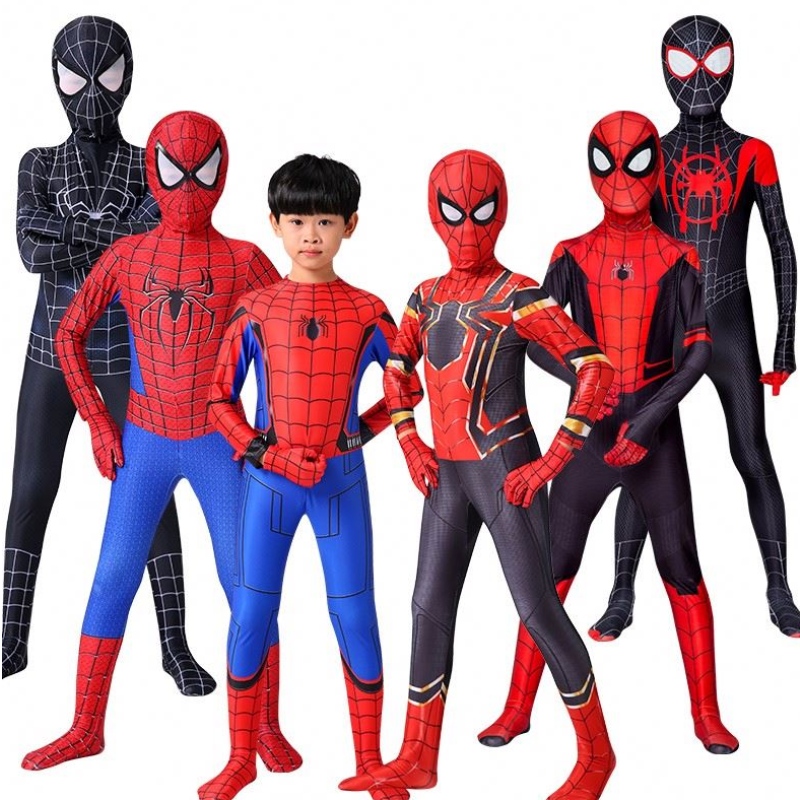아이언 스파이더 코스프레 놀라운 스파이더 맨 마일 할로윈 의상 피터 파커 Zentai 정장 어린이를위한 슈퍼 히어로 바디 슈트