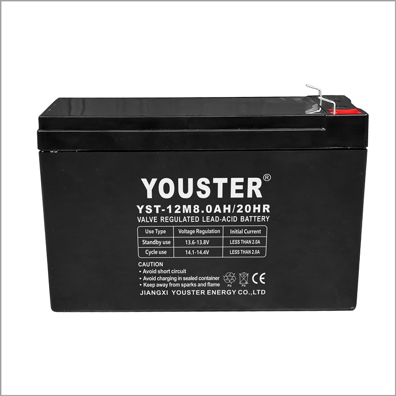 Youster 고용량 유지 보수 무료 12V8.0AH 밀봉 된 태양열 배터리 USP 납산 배터리