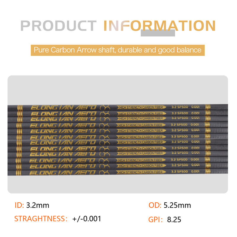 엘롱 어로우 32 인치 3.2mm 하이 모듈러스 탄소 섬유 화살표 아처 용.