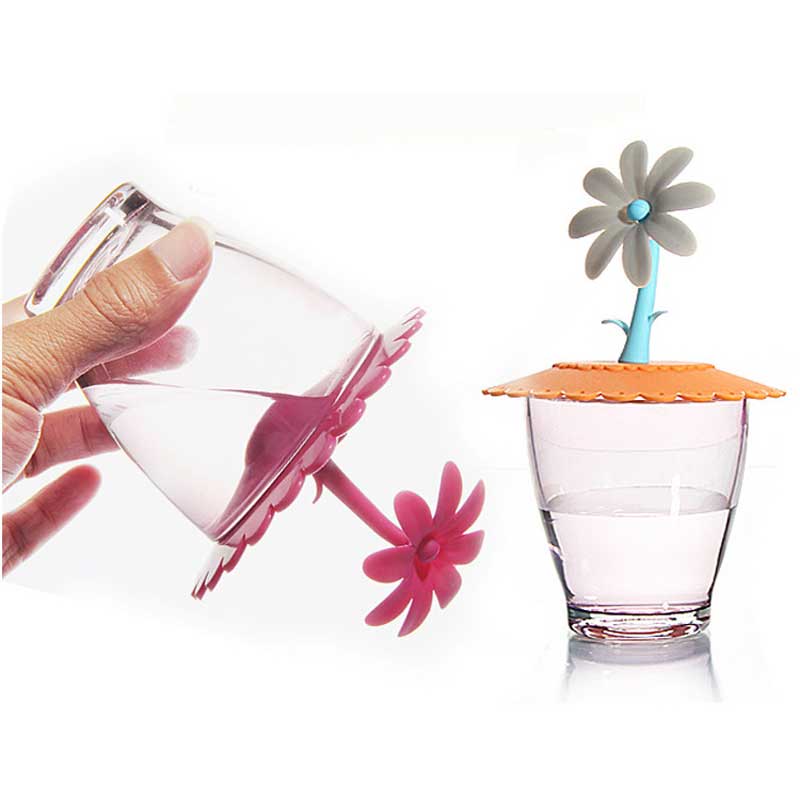 해바라기 컵 뚜껑 음식 화격자 실리콘 컵 뚜껑