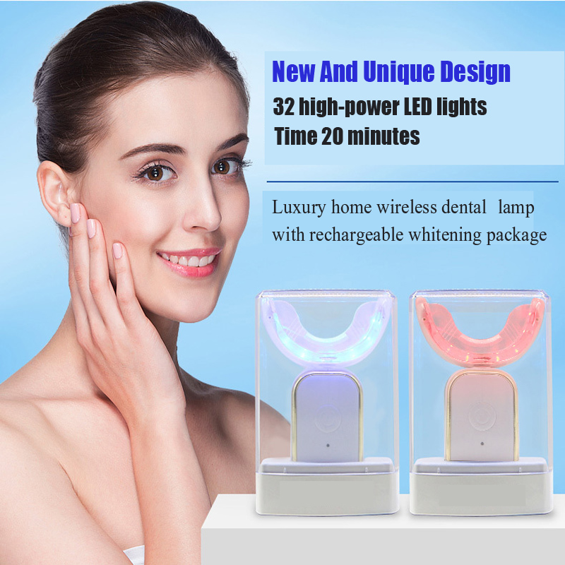 고급 무선 재충전 표백 새로운 디자인 치아 미백 LED LIGHT LIGHT 2022 스노우 치아 미백 라이트 라벨 스마트 충전식 LED 조명 키트 OEM 홈 사용