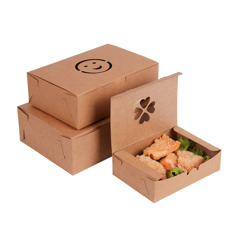 도매 식품 등급 테이크 아웃 일회용 크래프트 종이 빠른 생분해 성 휴대용 식품 포장