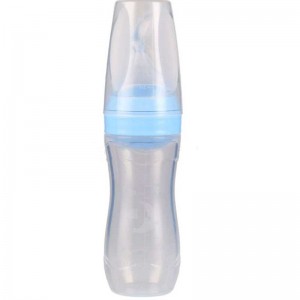 100% 음식 등급 실리콘 숟가락 짜기 쌀 페이스트 베이비 먹이 병 실리콘 아기 아이들에게 과일 젖꼭지 숟가락 병을 먹이기