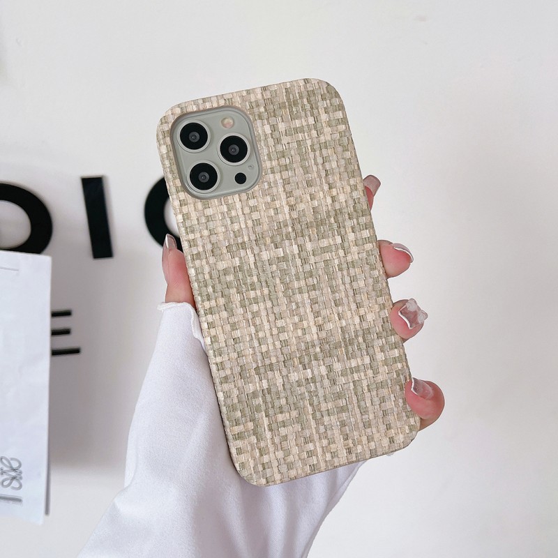 Apple iPhone14Pro 소형 향수 전화 케이스, 고품질 천 패턴이있는 수제 가죽 보호 케이스