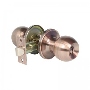 침실과 욕실을위한 2501 개인 정보 보호 도어 손잡이, 내부 키리스 볼 도어 잠금 장치 골동품 구리