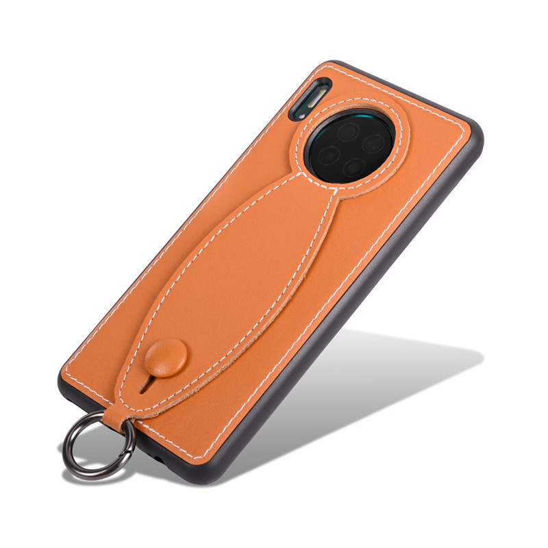 Huawei mate30/pro30 휴대 전화 케이스, 이탈리아 송아지 가죽 개인화 된 핸드 스트랩 브래킷 유형 휴대 전화 보호 가죽 케이스, 좋은 추락 저항, 내구성 및 보호 가죽 케이스에 적합합니다.