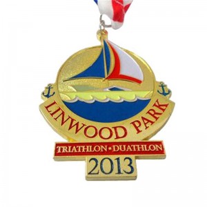 패션 디자인 3D 금속 스포츠 메달 및 트로피 커스텀 Duathlon 트라이 애슬론 달리기 금상 메달 리본