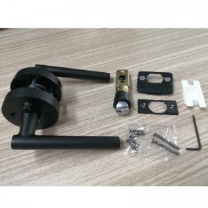 R7506 홈 침실 또는 욕실 프라이버시를위한 현대 현대 슬림 라운드 디자인이있는 검은 도어 핸들 레버, 키리스 도어 잠금