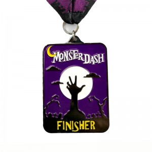 금속 다이 캐스팅 무광택 블랙 메탈 메달 할로윈 플립 오픈 스포츠 메달