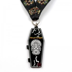 금속 다이 캐스팅 무광택 블랙 메탈 메달 할로윈 플립 오픈 스포츠 메달