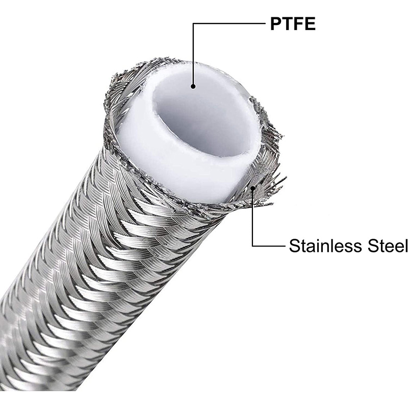 PTFE E85 연료 라인 호스 스테인레스 스틸 꼰