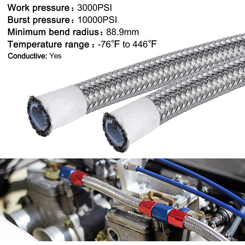 PTFE E85 연료 라인 호스 스테인레스 스틸 꼰