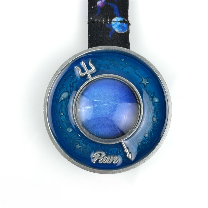 마라톤 메달 맞춤형 UV 프린트 블루 에나멜 종교 메달