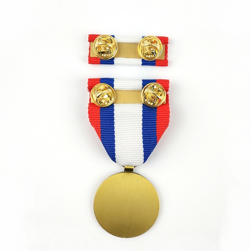 짧은 리본이있는 커스텀 3D 골드 도금 골동품 청동 캠페인 메달 메달 메달