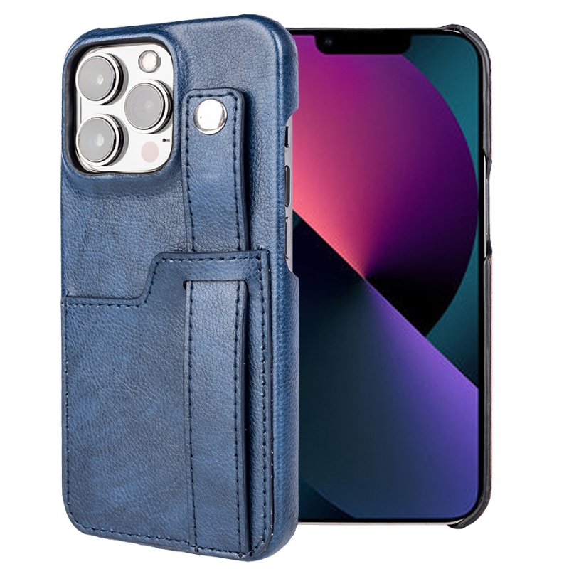 Apple iPhone 14 Full Leather Phone Case, 핸드 헬드 카드 가방 브래킷 유형 전화 케이스, 360도 전체 가을 및 긁힘 방지 보호 가죽 케이스