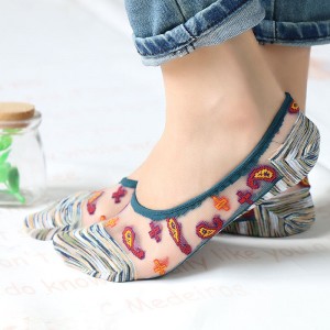 여름 핫 판매 보이지 않는 화려한 패션 크리스탈 실크 로우 컷 여성 투명한 양말