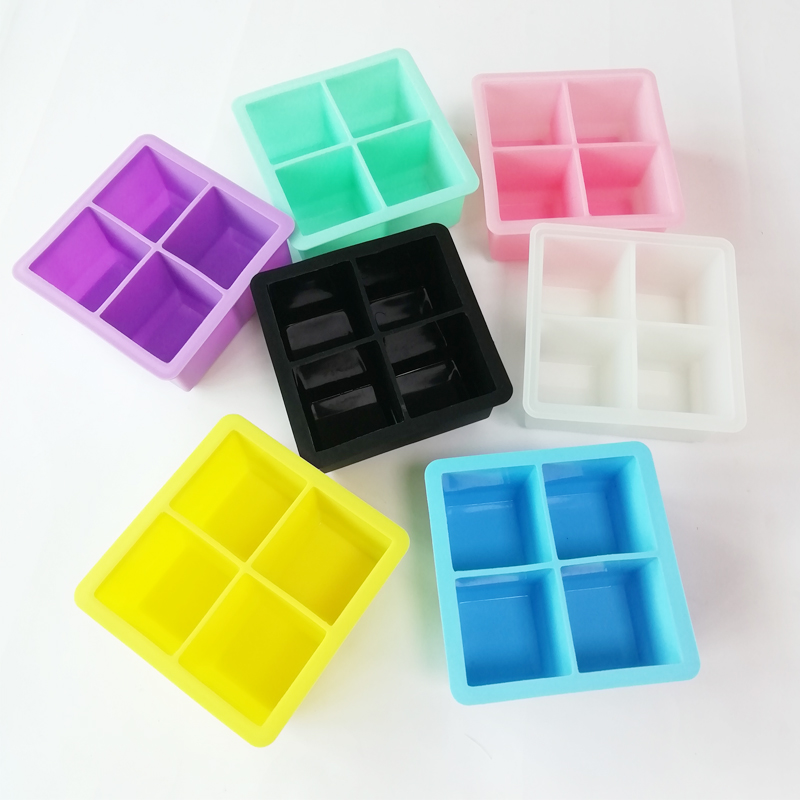 실리콘 아이스 큐브 트레이 콤보 라운드 하키 볼 구체 아이스 큐브 트레이 금형 (4pcs 둥근 아이스 큐브 블랙)