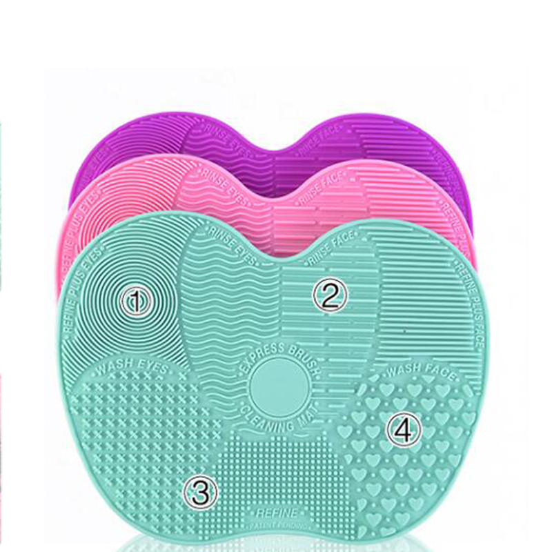 실리콘 메이크업 브러시 청소 패드, 사과 메이크업 브러시 청소 패드 메이크업 브러시 청소 패드 휴대용 세탁 도구 흡입 컵으로 브러시 청소 브러시