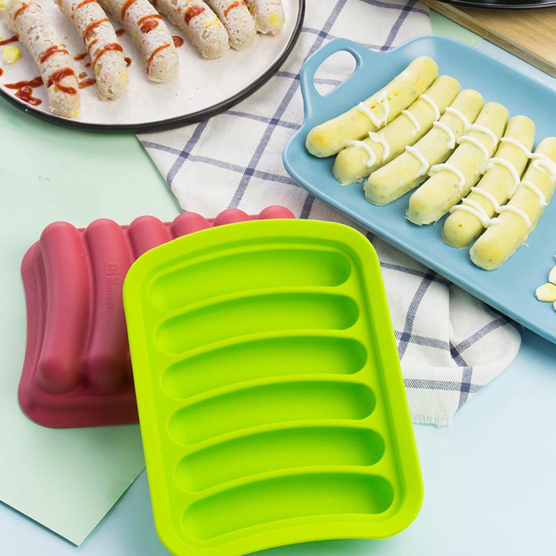 수제 핫도그, DIY 핫도그, BPA 프리, 오븐 및 전자 레인지 안전 핫도그 몰드 용 스틱 실리콘 소시지 금형