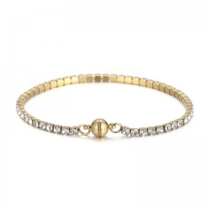 유럽과 미국 트렌드 티타늄 스틸 스틸 제곱 지르콘 INS 바람 손 장신구 스테인레스 스틸 클로 스톤 싱글 로우 다이아몬드 암컷 자석 버클 팔찌