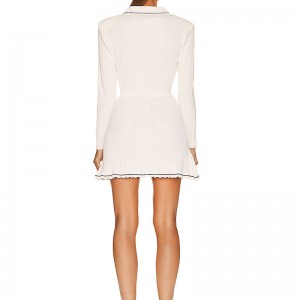 2023 니트웨어 제조업체 \\\\ \'의 가을 겨울 디자인 v- 넥 긴 슬리브 니트 럭셔리 여성 \\\\\'의 스웨터 드레스