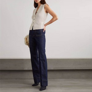 니트웨어 공장 관습 2023 여성 의류 여름 옷 소매 소매 스웨터 목격 니트 스웨터