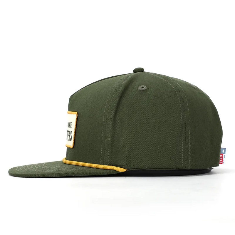 OEM 맞춤형 고품질 고급 클래식 5 패널 군대 녹색 면화 자수 짠 패치 로고 로고 스냅 백 캡 모자