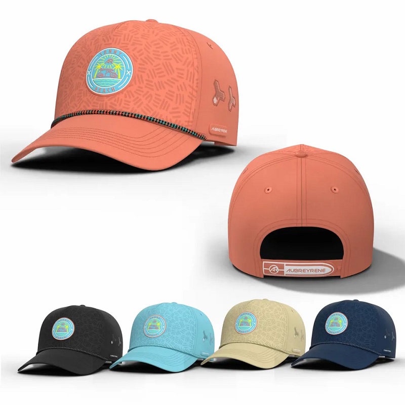 공장 도매 맞춤식 고품질 방수 5 패널 조절 가능한 메쉬 절단 구멍 구멍 인쇄 로고 야구 모자 모자