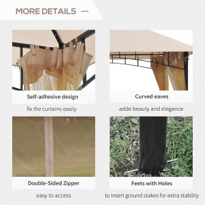 10 \\\\ \'x 10 \\\\\'메쉬 사이드 벽이있는 야외 안뜰 전망대 캐노피 텐트, 뒤뜰 용 2 계통, 베이지