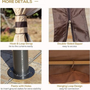 12 \\\\ \'x 10 \\\\\'2 층 야외 전망대 캐노피 텐트 지퍼가 달린 메쉬 사이드 월드, 베이지