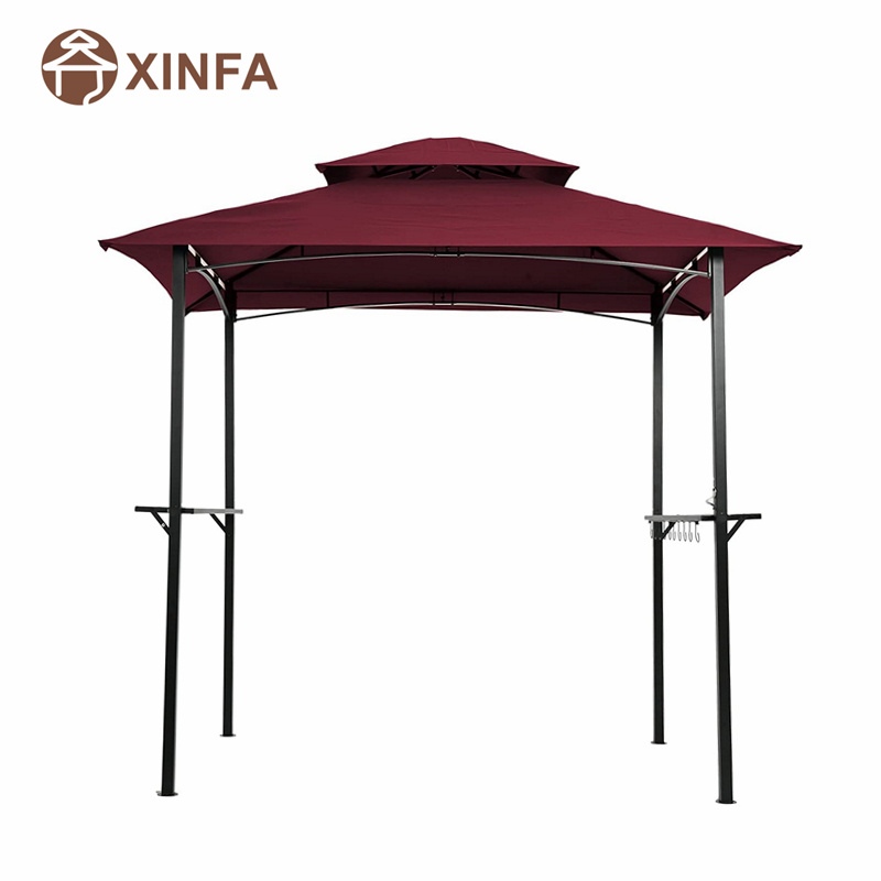 8 \\ 'x 5 \\'캐노피 탑 그릴 전망대 야외 파티오 바베큐 전망대 대피소 튼튼한 강철 프레임, 빨간색
