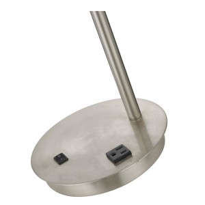 브러시드 니켈 마감, on/off 로커 스위치 및 객실의 편리한 콘센트가있는 코벨 데스크 램프