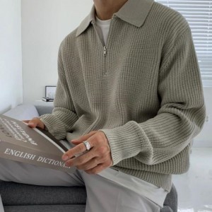 풀오버 점퍼 남자의 가을과 겨울 두꺼운 반 터틀넥 Zip 스웨터