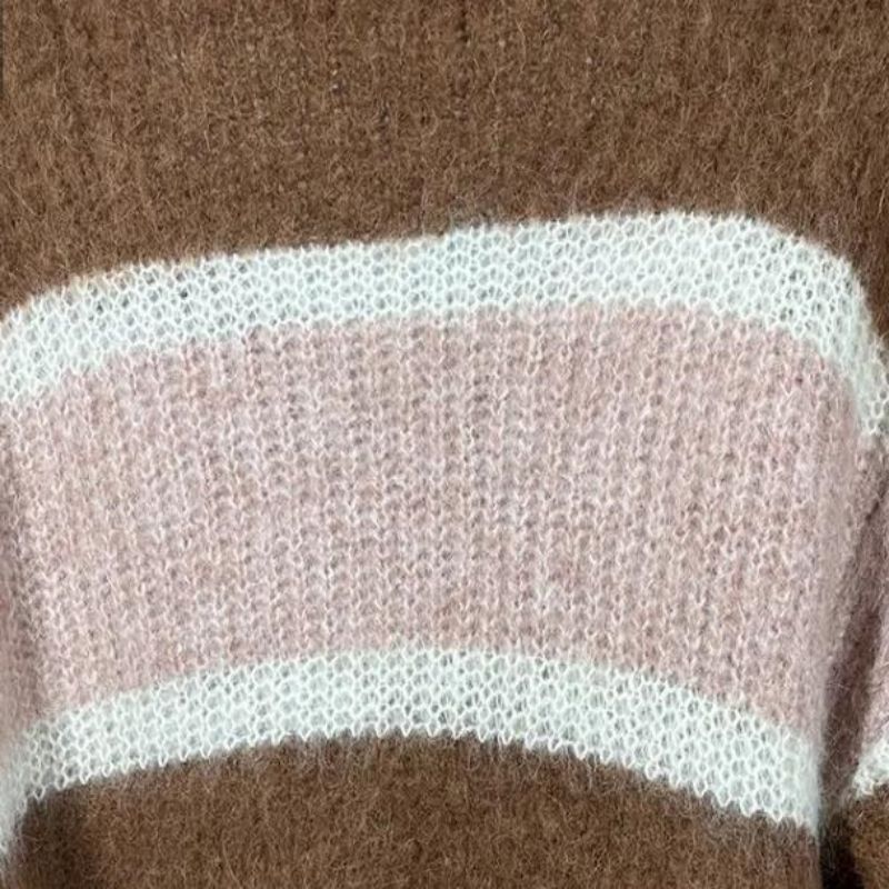 여성의 Mohair Stripet 니트웨어 풀오버 스웨터