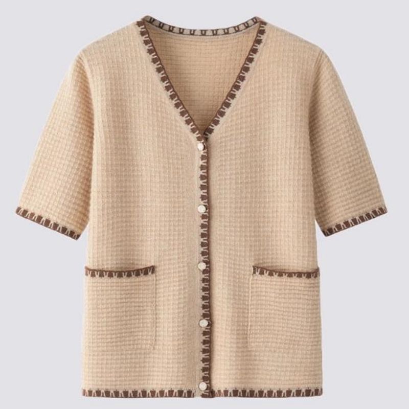 패션 여름 니트 카디건 탑 v 넥 단락 스웨터