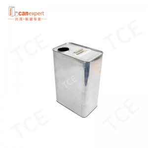 사각형 직사각형 빈 오일 화학 금속 주석은 페인트 또는 오일 포장 용 플라스틱 뚜껑이있는 용기가 있습니다.