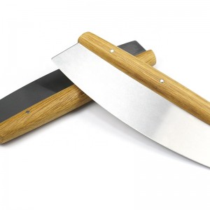 OEM/ODM 304 스테인레스 스틸 피자 커터 피자 오크 나무 손잡이가있는 피자 슬라이서