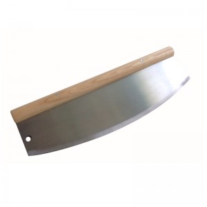 중국 공장 304 스테인레스 스틸 피자 커터 피자 슬라이서 피자 나무 손잡이가있는 피자 로커