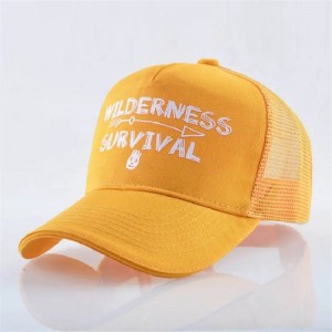 맞춤형 인쇄 노란색면 스웨이드 자수 구조화 된 6 패널 메쉬 캡 야구 모자 트럭 운전사 모자