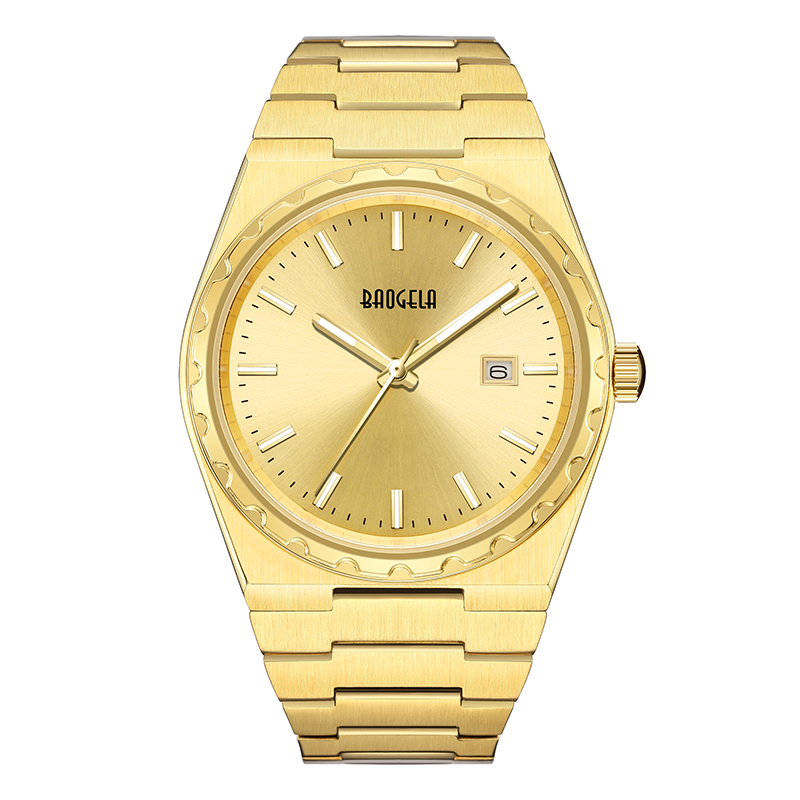 Baogela 40mm 브랜드 All Gold Stainless Steel Men \\ '의 Wristwatch Classic Business 50m 방수 일본 운동 석영 남성 22801