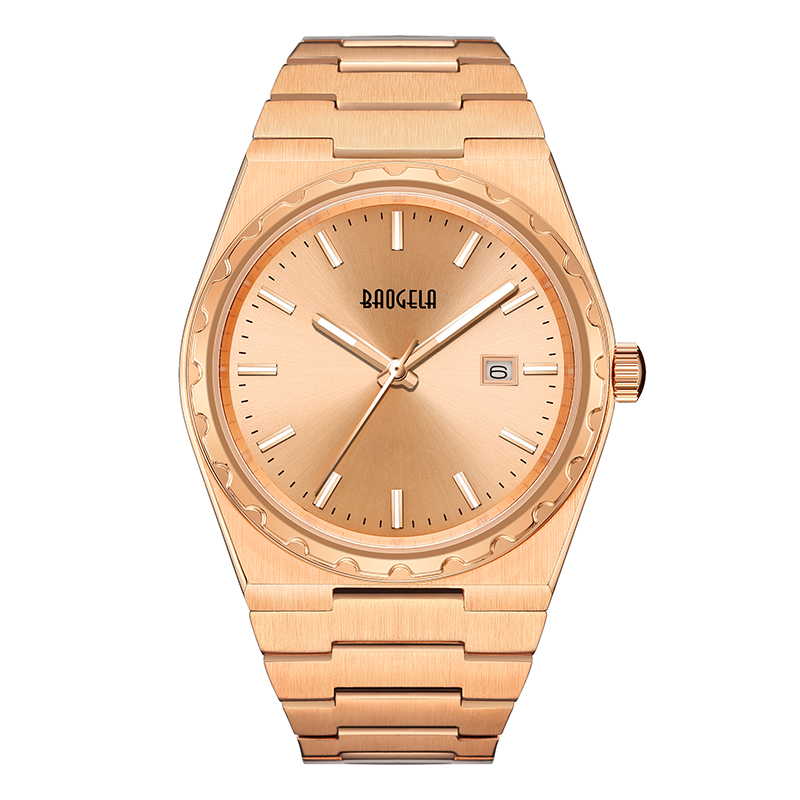 Baogela 40mm 브랜드 All Gold Stainless Steel Men \\ '의 Wristwatch Classic Business 50m 방수 일본 운동 석영 남성 22801