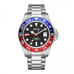 Baogela New Blue Red Water Ghost Watch Men \\\\ \'s Watch 50 미터 방수 스테인레스 스틸 스트랩 스위스 스위스 운동 repulino 22807