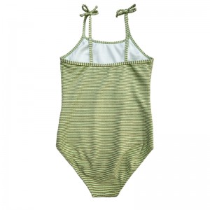 황금 실크 보우 노트 원피스 어린이 수영복