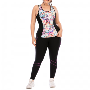 꽃 패치 포켓 요가 세트