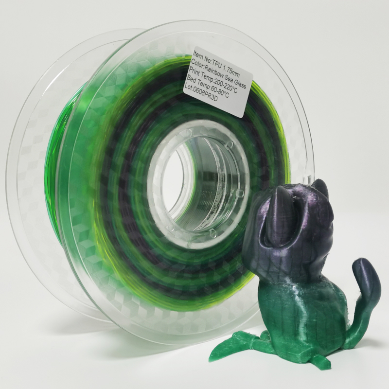 TPU 무지개 필라멘트 3D 필라멘트 소프트 플렉시블 1.75mm FDM