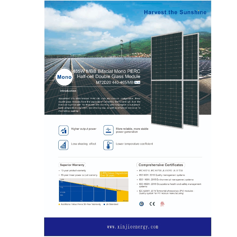 고효율 465 W 태양 광 발전 태양 광 모듈 패널 시스템 온라인 판매